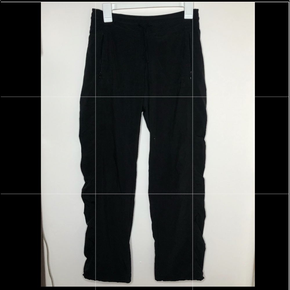 Athleta sweat lined track pants pockets zip size 0